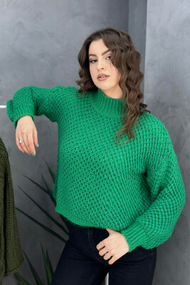 TURTLENECK ONE COLOR SIMPLE WOMAN SWEATER GREEN/JESHILE 