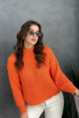 TURTLENECK ONE COLOR SIMPLE WOMAN SWEATER ORANGE/PORTOKALLI 