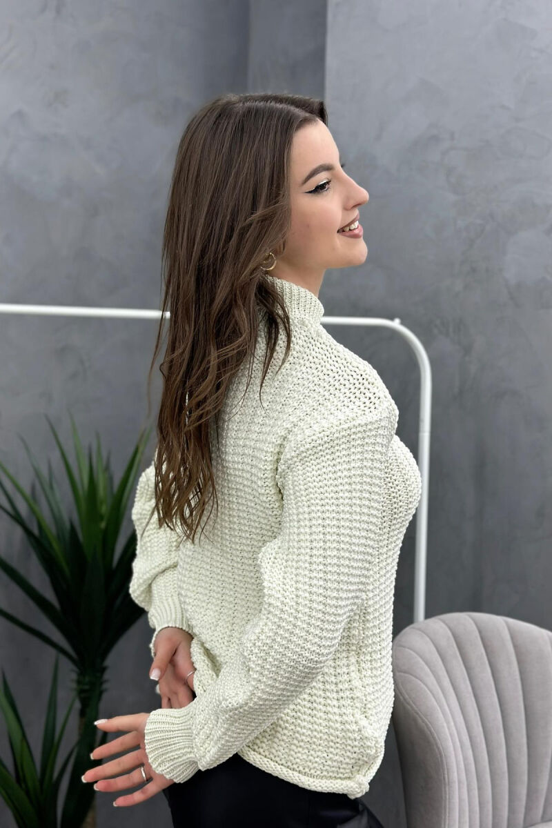 TURTLENECK ONE COLOR SIMPLE WOMAN SWEATER WHITE-E BARDHE - 3