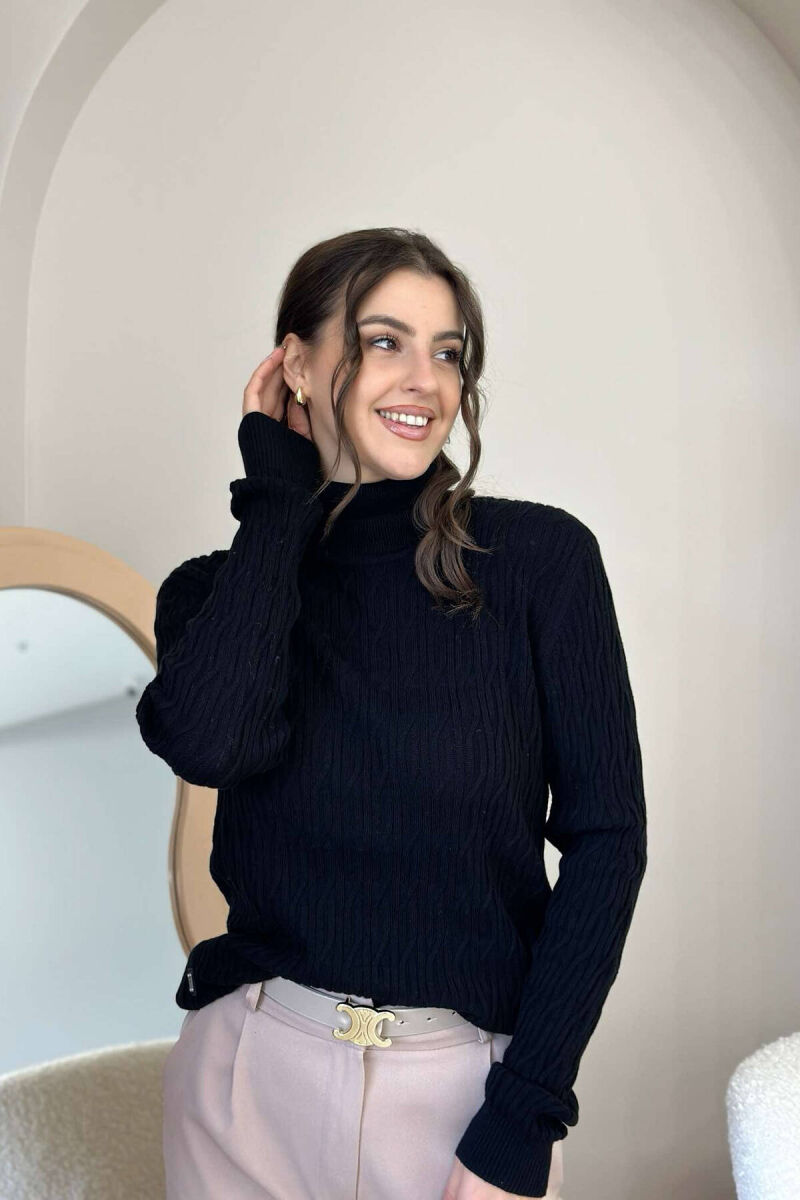 TURTLENECK SWEATER FOR WOMEN BLACK/ E ZEZE - 3