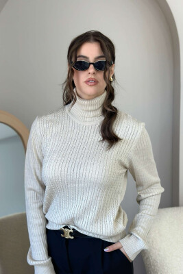 TURTLENECK TEXTURED WOMEN SWEATER BEIGE/BEZHE 