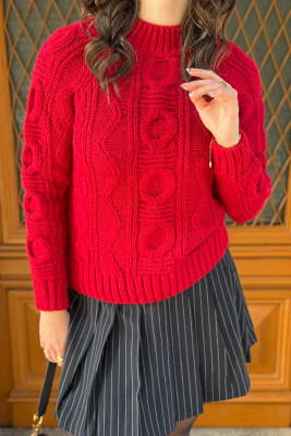 TURTTLE NECK DESIGN WOMAN SWEATER RED/E KUQE 