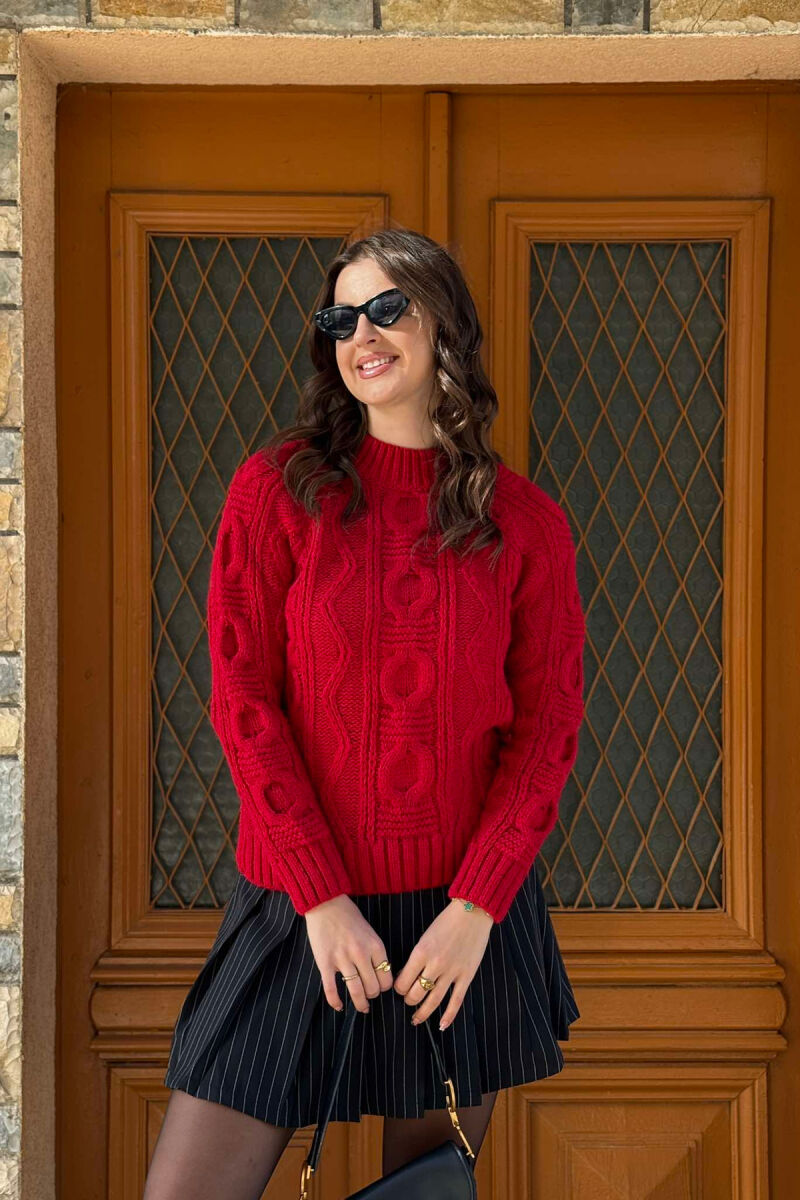 TURTTLE NECK DESIGN WOMAN SWEATER RED/E KUQE - 2