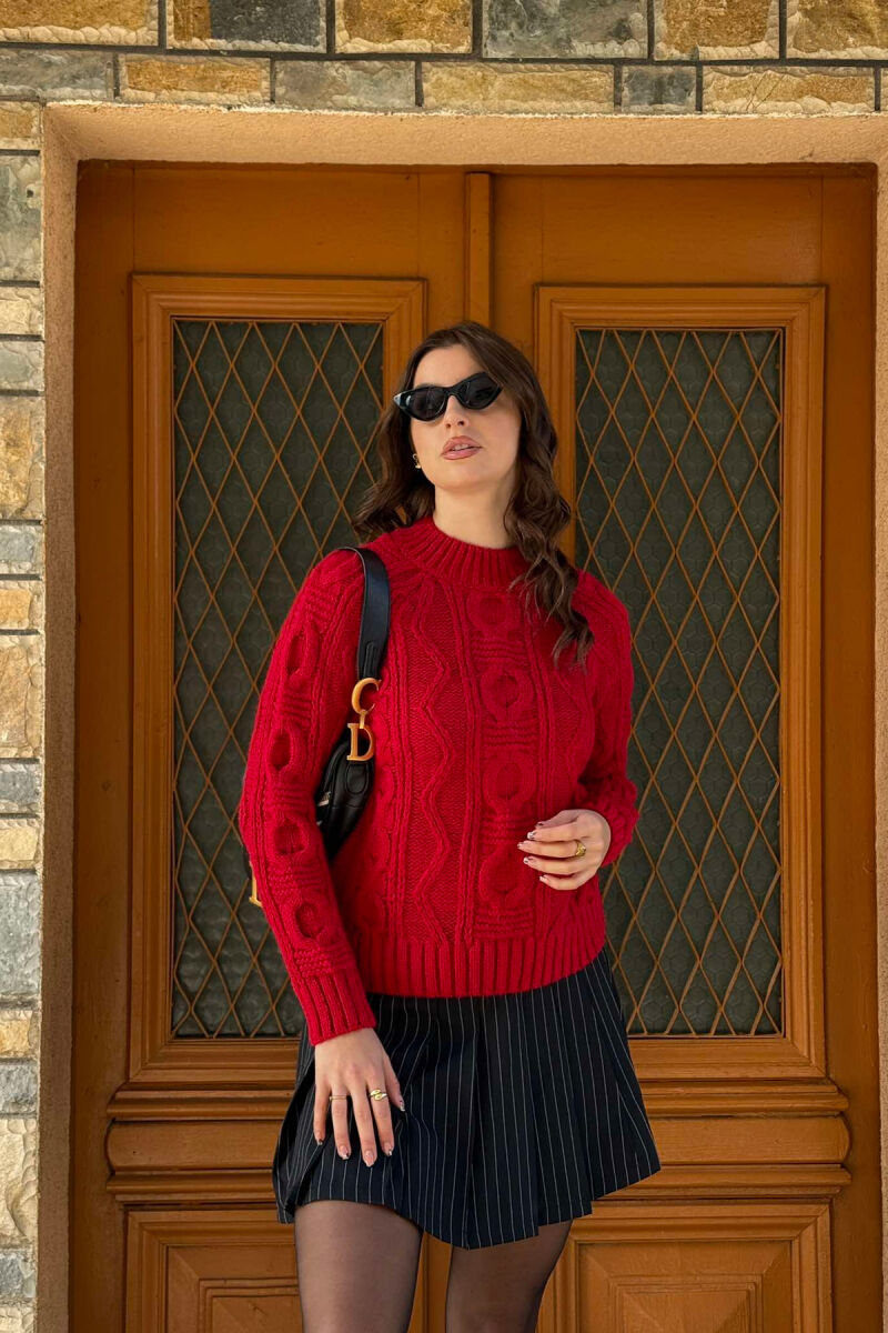 TURTTLE NECK DESIGN WOMAN SWEATER RED/E KUQE - 3