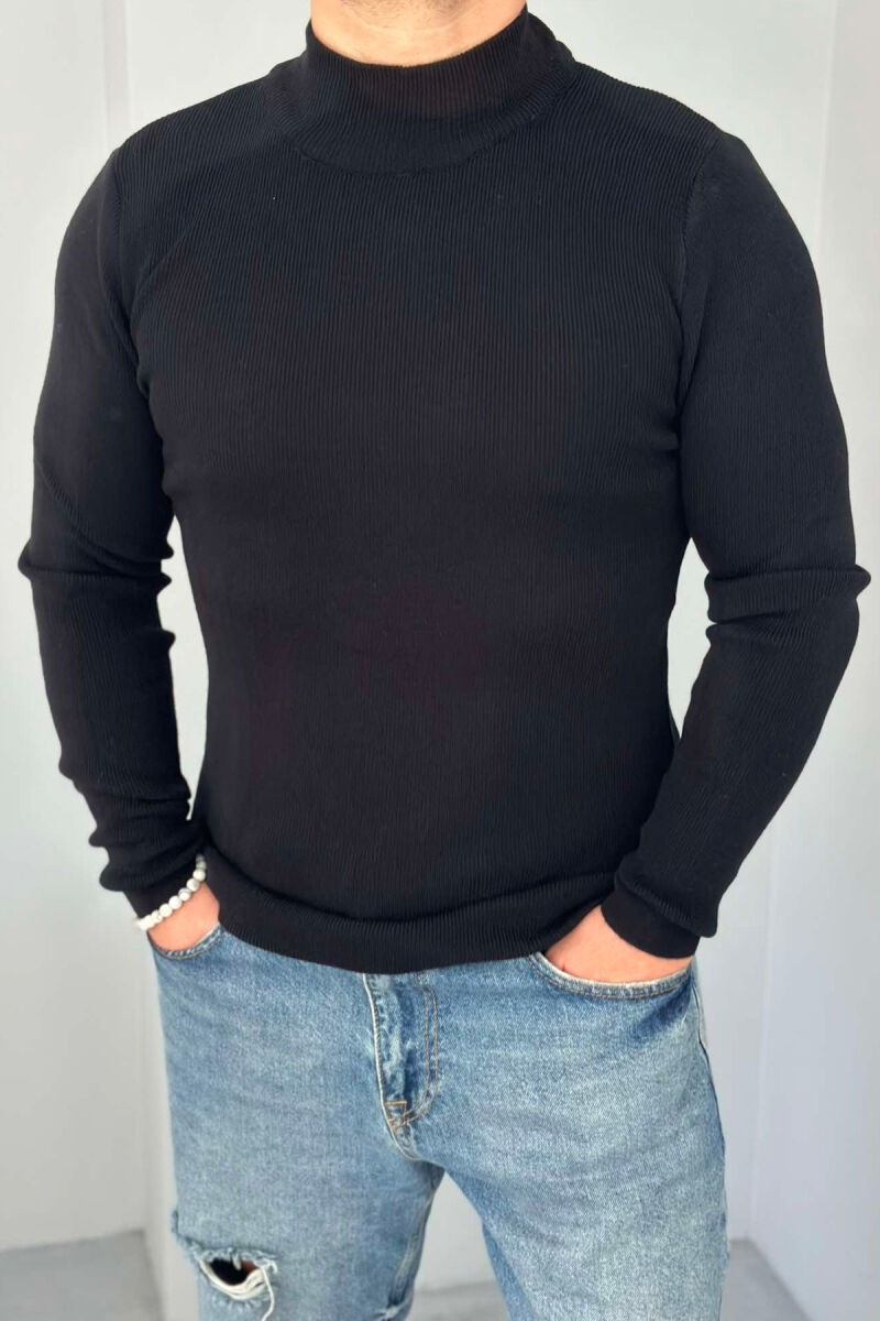 TURTTLE NECK ONE COLOR MEN SWEATER BLACK/ E ZEZE - 1