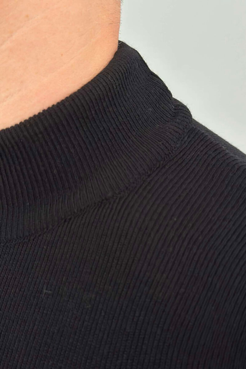 TURTTLE NECK ONE COLOR MEN SWEATER BLACK/ E ZEZE - 2