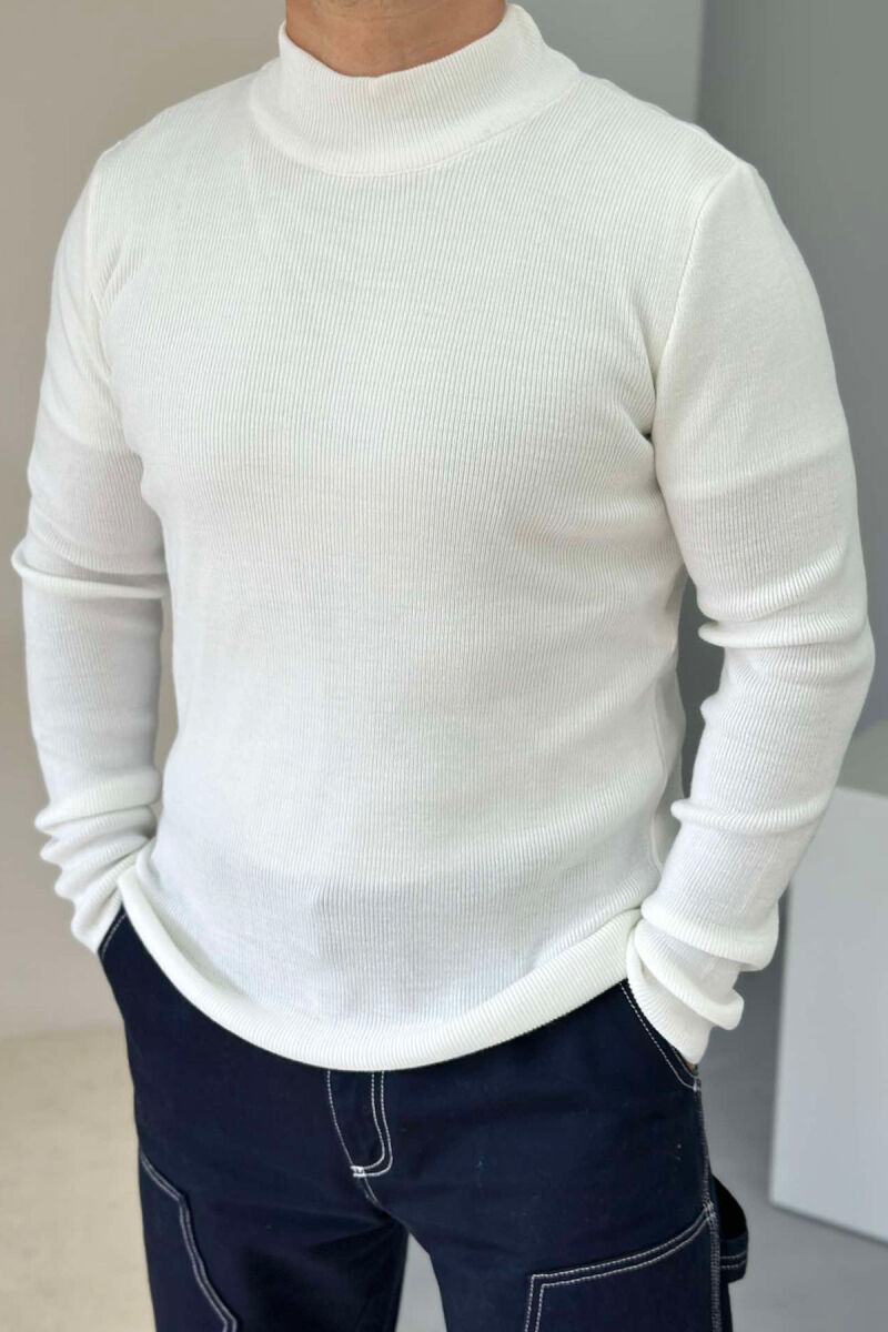 TURTTLE NECK ONE COLOR MEN SWEATER WHITE-E BARDHE - 1