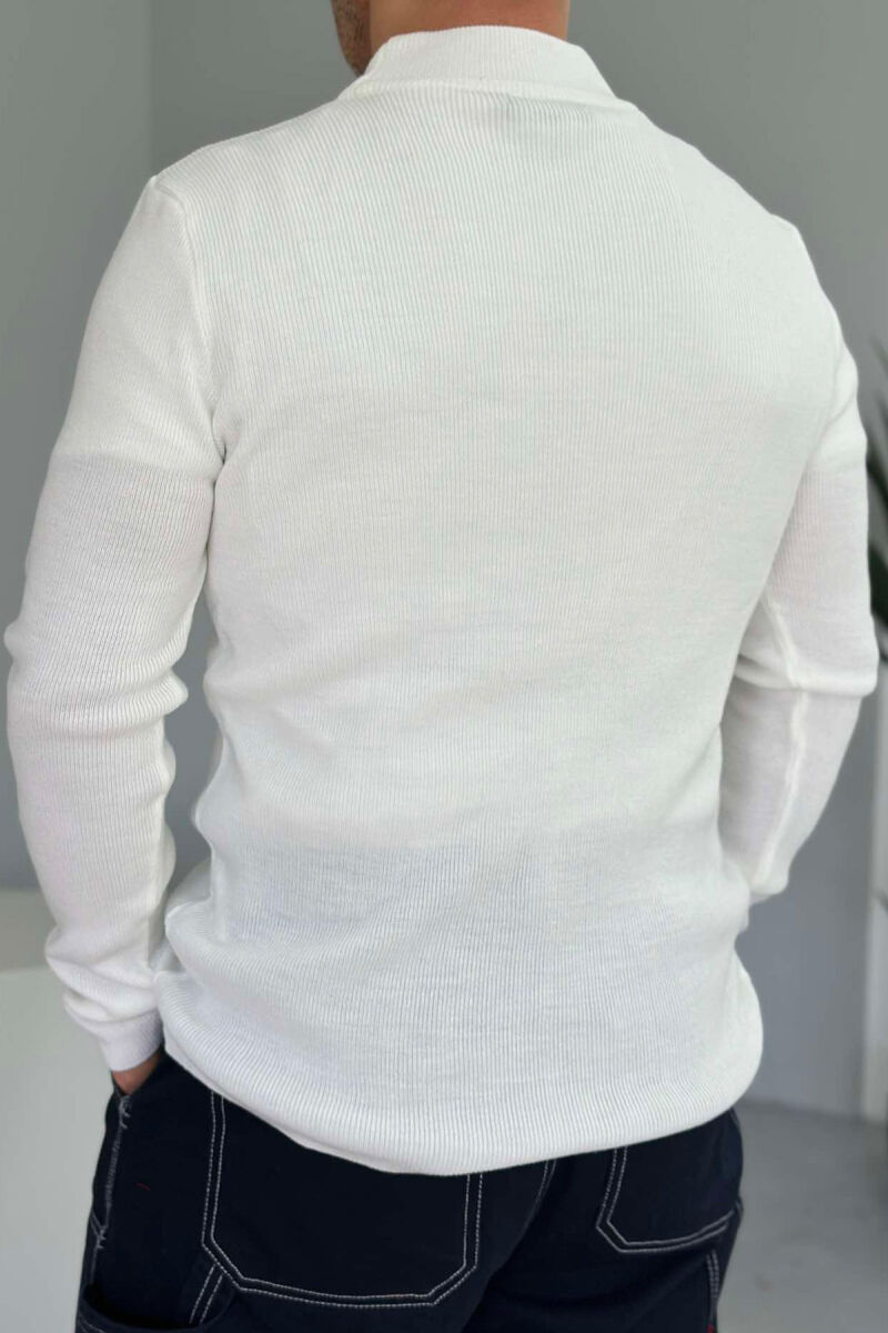 TURTTLE NECK ONE COLOR MEN SWEATER WHITE-E BARDHE - 4