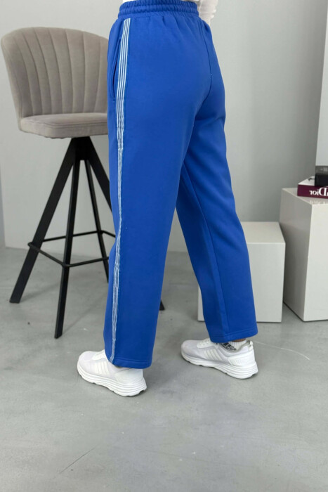 TUTA NJË NGJYRËSHE ME PUSH DHE VIJA PËR FEMRA NË NGJYRË BLU - 4