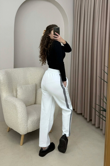 TUTA NJË NGJYRËSHE ME PUSH DHE VIJA PËR FEMRA NË NGJYRË TË BARDHË - 3