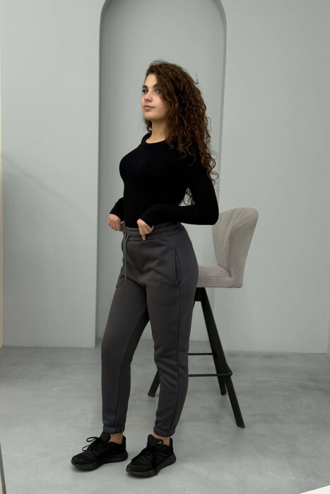 TUTA NJË NGJYRËSHE ME PUSH PËR FEMRA NË NGJYRË GRI TË ERRËT - 2