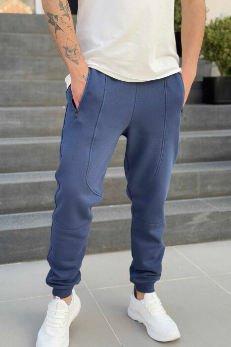 TUTA NJË NGJYRËSHE ME PUSH PËR MESHKUJ NË NGJYRËN BLU - 2