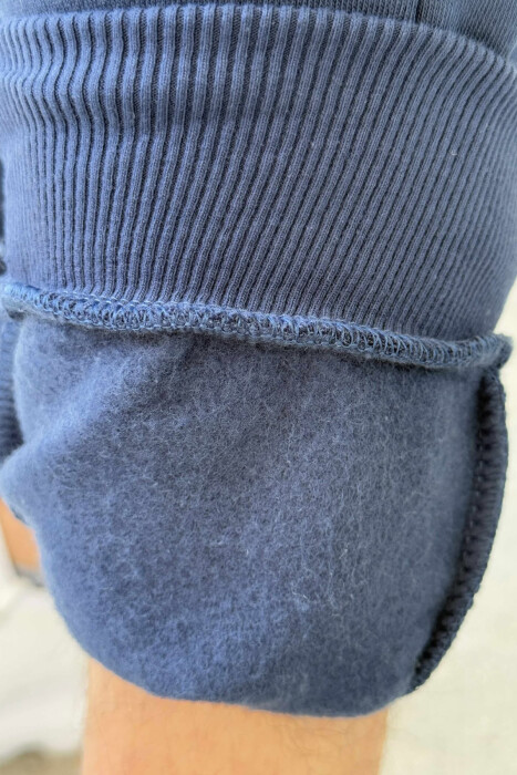 TUTA NJË NGJYRËSHE TË THJESHTA ME PUSH PËR MESHKUJ NË NGJYRËN BLU - 5