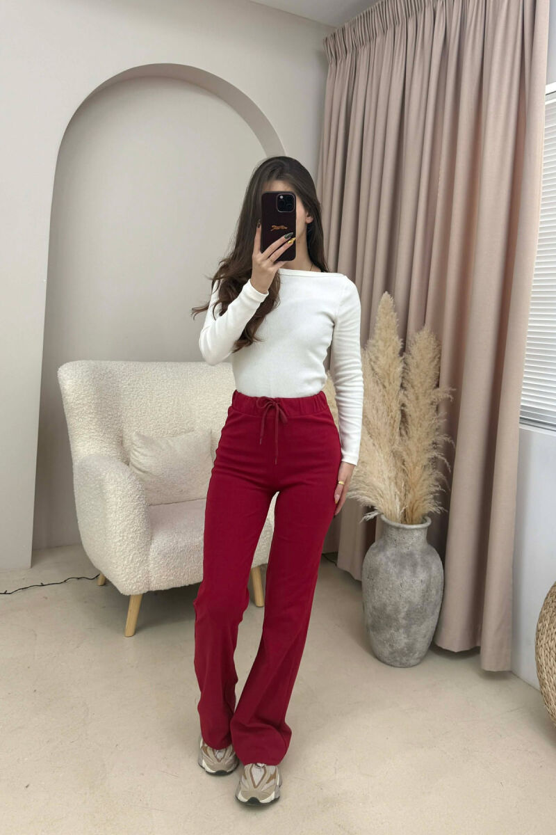 TUTA NJËNGJYRËSHE ELASTIKE NË BELI PËR FEMRA NË NGJYRË TË KUQE - 2