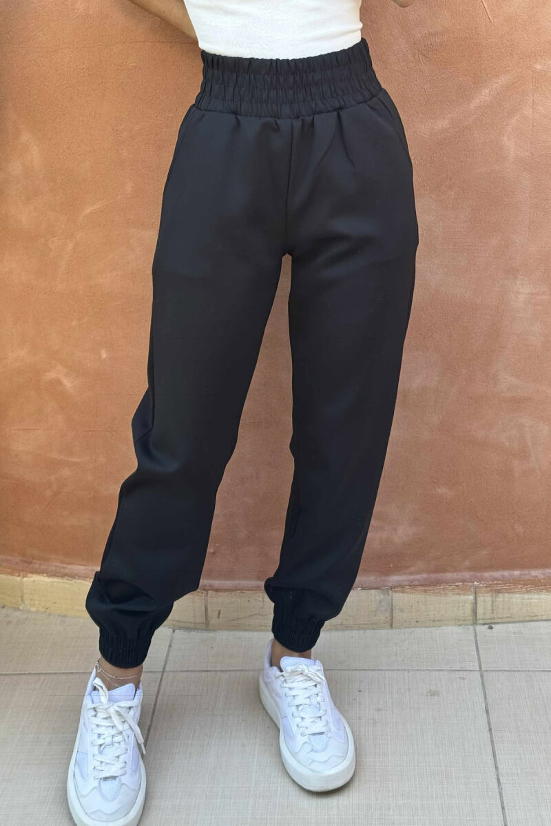 TUTA NJËNGJYRËSHE ELASTIKE NË BELI PËR FEMRA NË NGJYRËN E ZEZË - 4