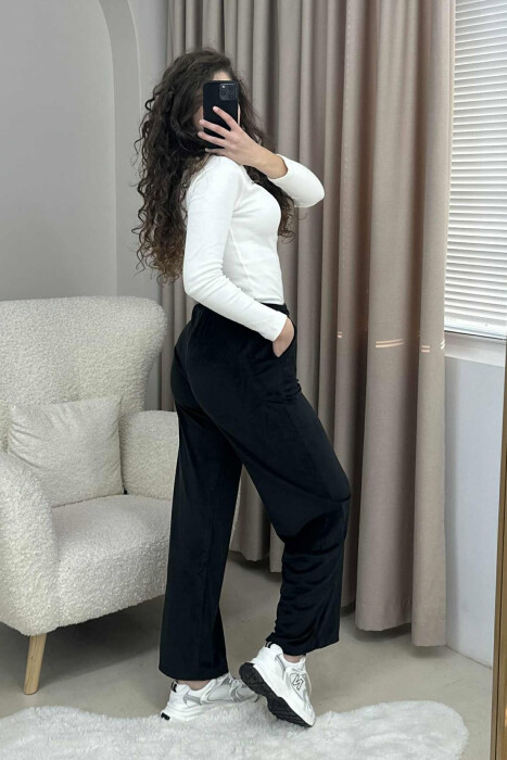 TUTA TË GJERA VELVET PËR FEMRA NË NGJYRËN E ZEZË - 6