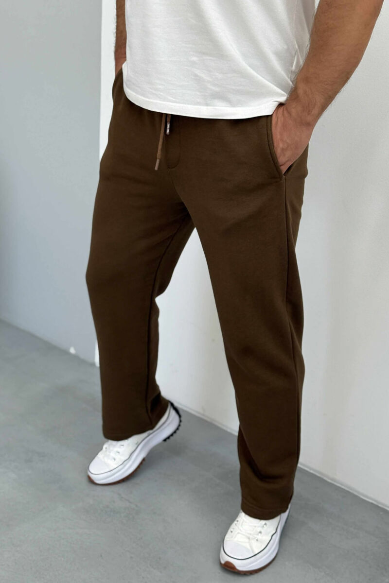 TUTA TË THJESHTA NJË NGJYRËSHE ELASTIKE NË BELI PËR MESHKUJ NË NGJYRËN KAFE - 3