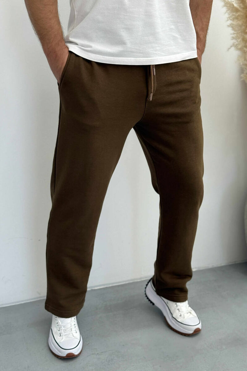 TUTA TË THJESHTA NJË NGJYRËSHE ELASTIKE NË BELI PËR MESHKUJ NË NGJYRËN KAFE - 4