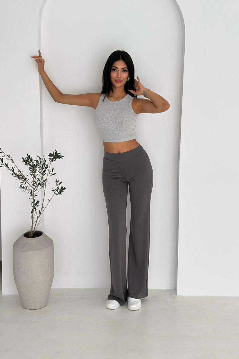 TUTA TË THJESHTA NJË NGJYRËSHE ELASTIKE PËR FEMRA NË NGJYRËN GRI - 8