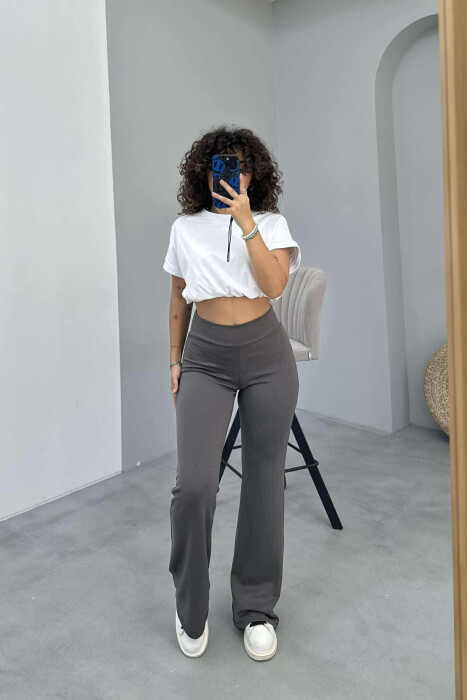 TUTA TË THJESHTA NJË NGJYRËSHE ELASTIKE PËR FEMRA NË NGJYRËN GRI - 9