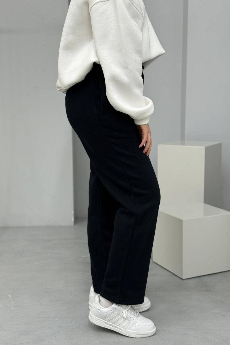 ONE COLOR SIMPLE FLUFFY WOMEN SWEATPANTS MIDNIGHT BLUE/BLU MESNATE - 4