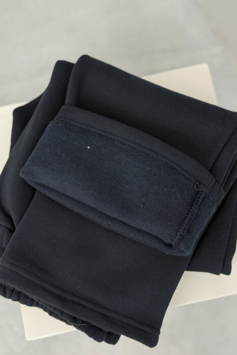 ONE COLOR SIMPLE FLUFFY WOMEN SWEATPANTS MIDNIGHT BLUE/BLU MESNATE - 5