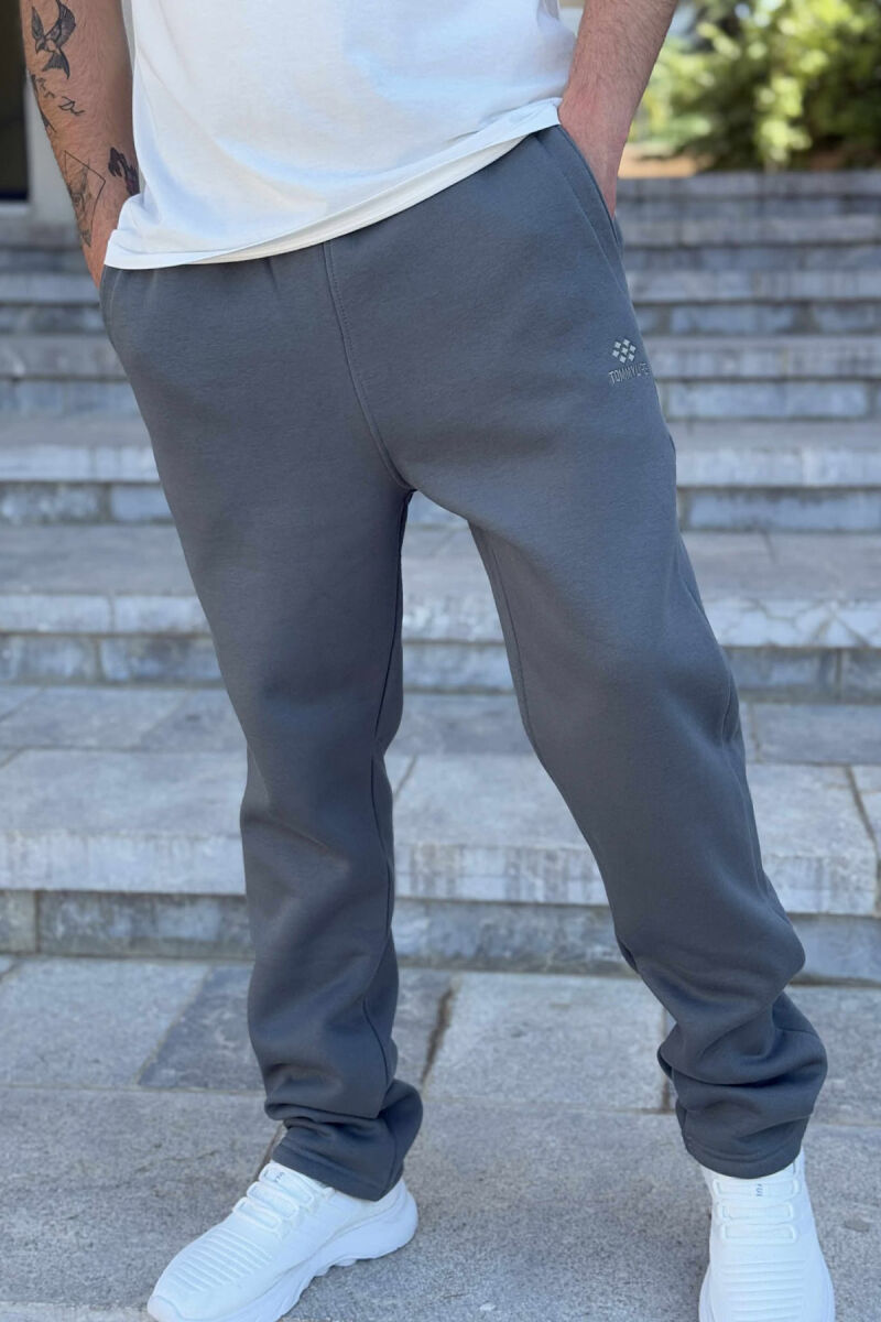 TUTA TË THJESHTA NJË NGJYRËSHE ME PUSH PËR MESHKUJ NË NGJYRËN GRI TË ERRËT - 3