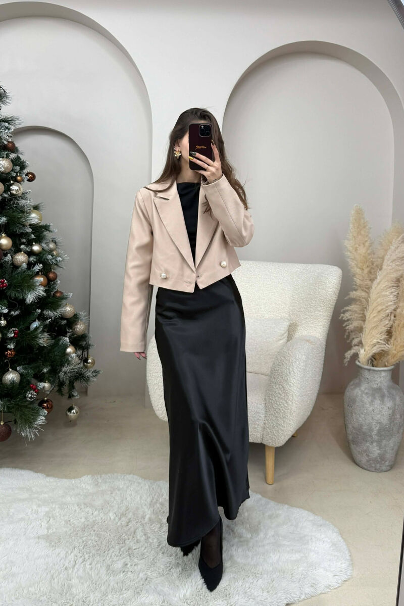 TWO BUTTONS CROPPED WOMEN JACKET BEIGE/BEZHE - 1