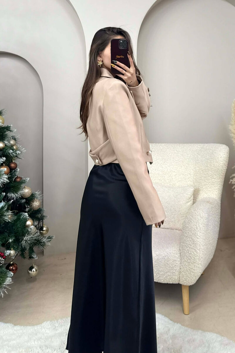 TWO BUTTONS CROPPED WOMEN JACKET BEIGE/BEZHE - 5