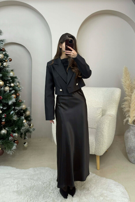 XHAKETE E SHKURTER ME DY BUTONA PER FEMRA NE NGJYRE TE ZEZE - KLAUDIO FASHION