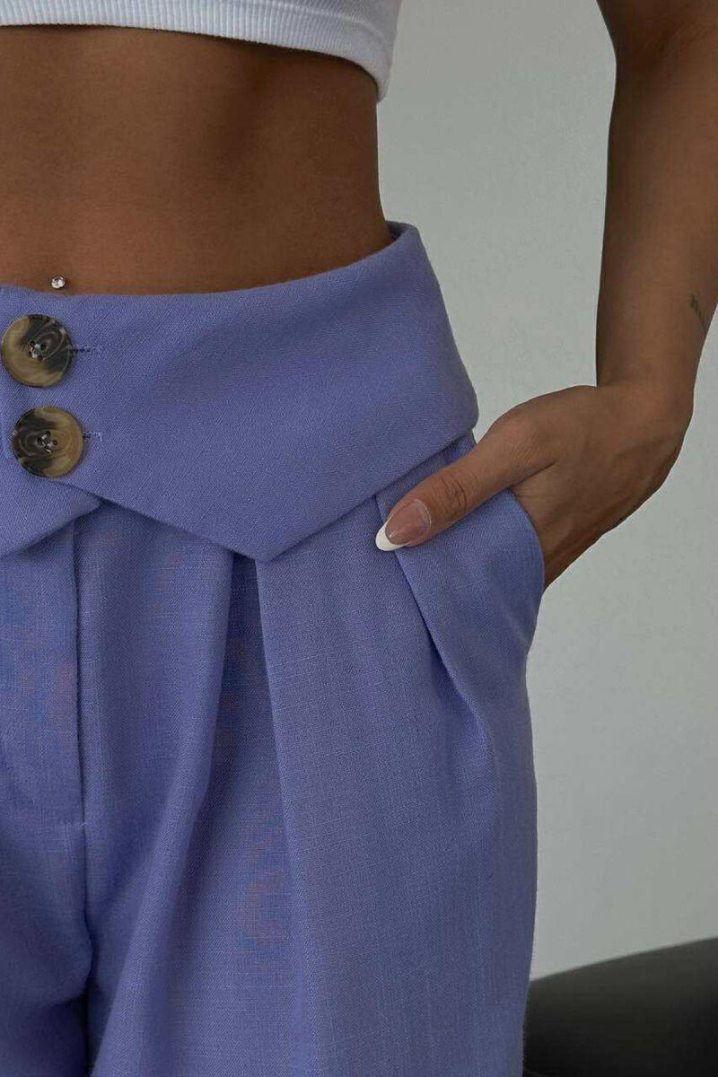 TWO BUTTONS DETAIL WIDE LEG WOMEN TROUSERS PURPLE/LEJLA - 5