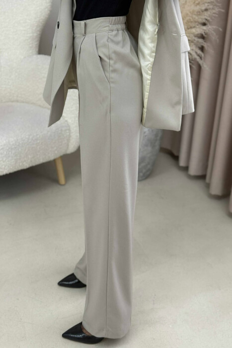 TWO BUTTONS JACKET+TROUSERS CLASSIC WOMEN SET BEIGE/BEZHE - 4