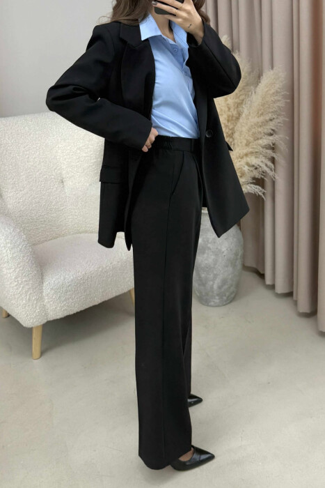 TWO BUTTONS JACKET+TROUSERS CLASSIC WOMEN SET BLACK/ E ZEZE - 5