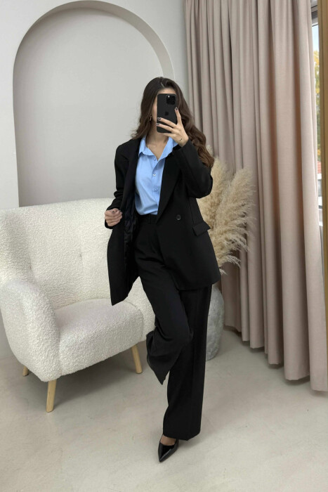 TWO BUTTONS JACKET+TROUSERS CLASSIC WOMEN SET BLACK/ E ZEZE - 3