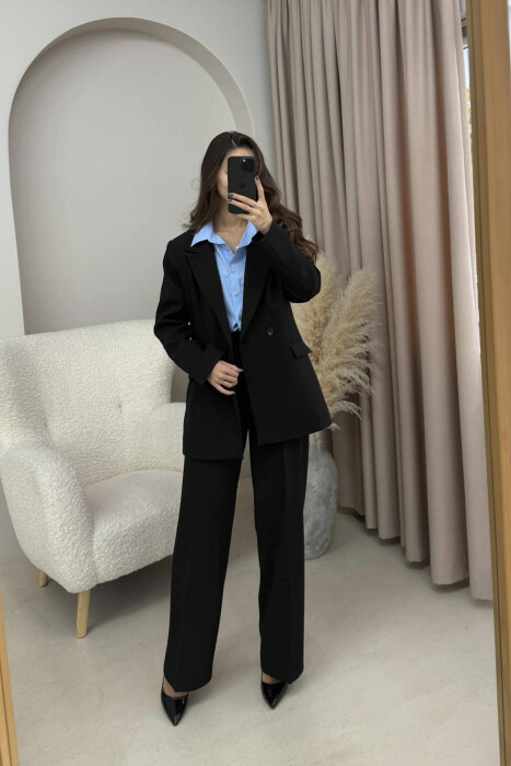 TWO BUTTONS JACKET+TROUSERS CLASSIC WOMEN SET BLACK/ E ZEZE - 1