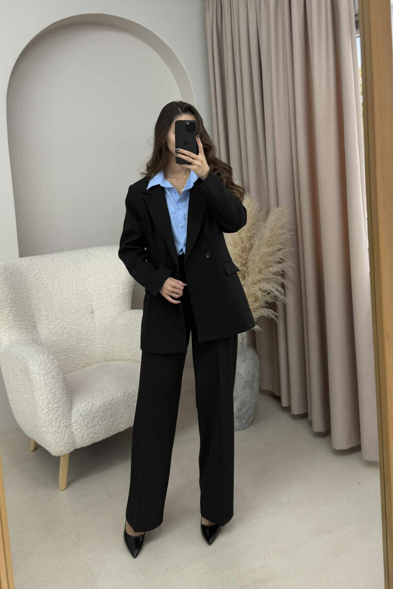 TWO BUTTONS JACKET+TROUSERS CLASSIC WOMEN SET BLACK/ E ZEZE - 1