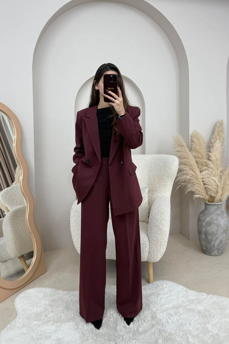 TWO BUTTONS JACKET+TROUSERS CLASSIC WOMEN SET BURGUNDY/VISHNJE - 1