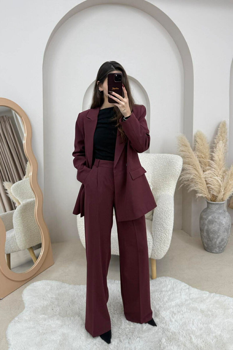 TWO BUTTONS JACKET+TROUSERS CLASSIC WOMEN SET BURGUNDY/VISHNJE - 2