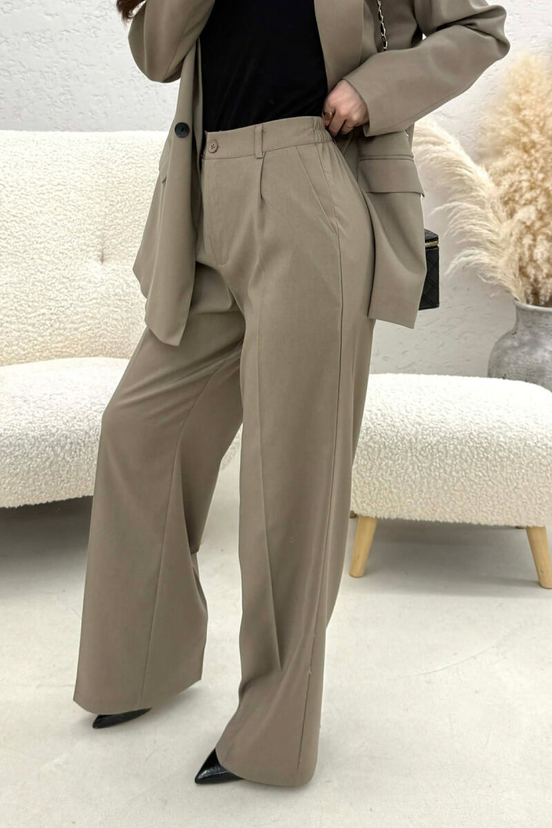 TWO BUTTONS JACKET+TROUSERS CLASSIC WOMEN SET DARK BEIGE/BEZHE ERRET - 3