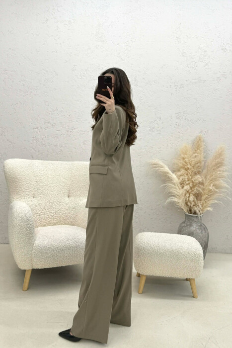 TWO BUTTONS JACKET+TROUSERS CLASSIC WOMEN SET DARK BEIGE/BEZHE ERRET - 6