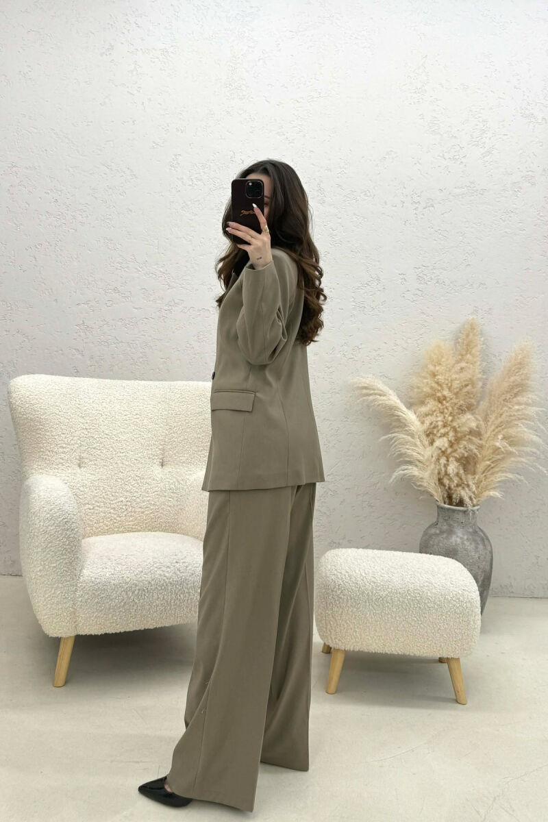 TWO BUTTONS JACKET+TROUSERS CLASSIC WOMEN SET DARK BEIGE/BEZHE ERRET - 6