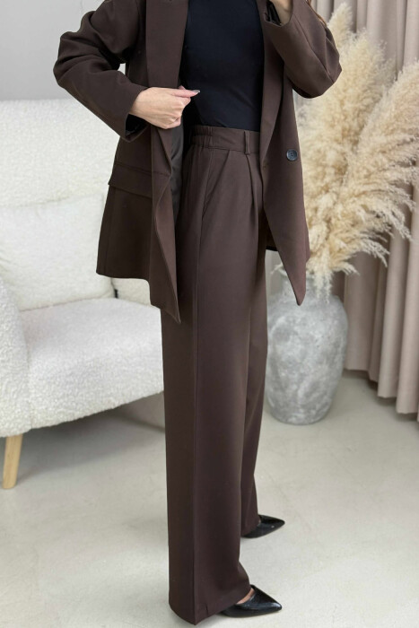 TWO BUTTONS JACKET+TROUSERS CLASSIC WOMEN SET DARK BROWN/KAE - 5