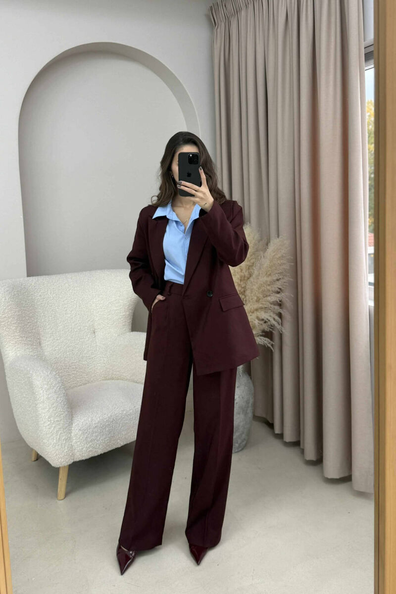 TWO BUTTONS JACKET+TROUSERS CLASSIC WOMEN SET DARK BURGUNDY/VISHNJE E ERRET - 1
