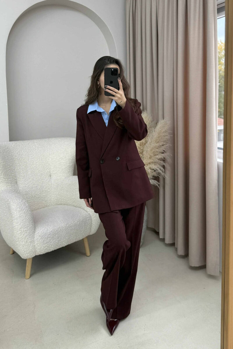 TWO BUTTONS JACKET+TROUSERS CLASSIC WOMEN SET DARK BURGUNDY/VISHNJE E ERRET - 4