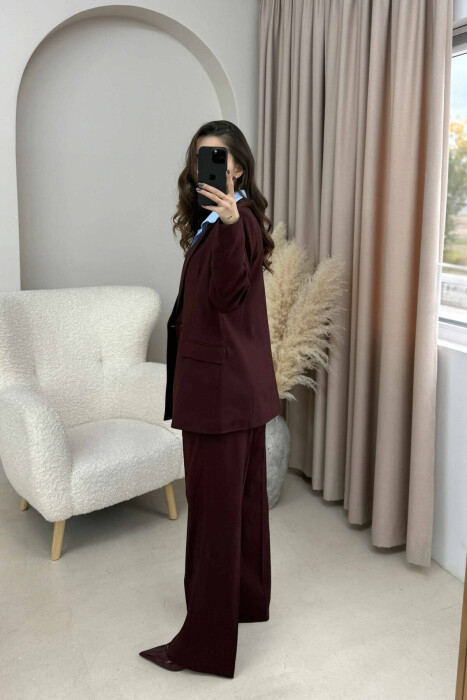 TWO BUTTONS JACKET+TROUSERS CLASSIC WOMEN SET DARK BURGUNDY/VISHNJE E ERRET - 5