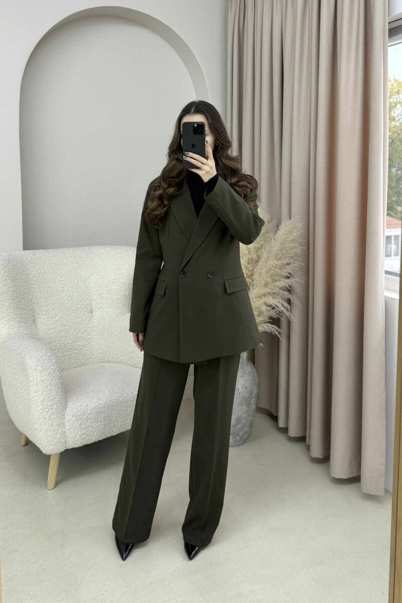 TWO BUTTONS JACKET+TROUSERS CLASSIC WOMEN SET DARK GREEN/JEE - 4