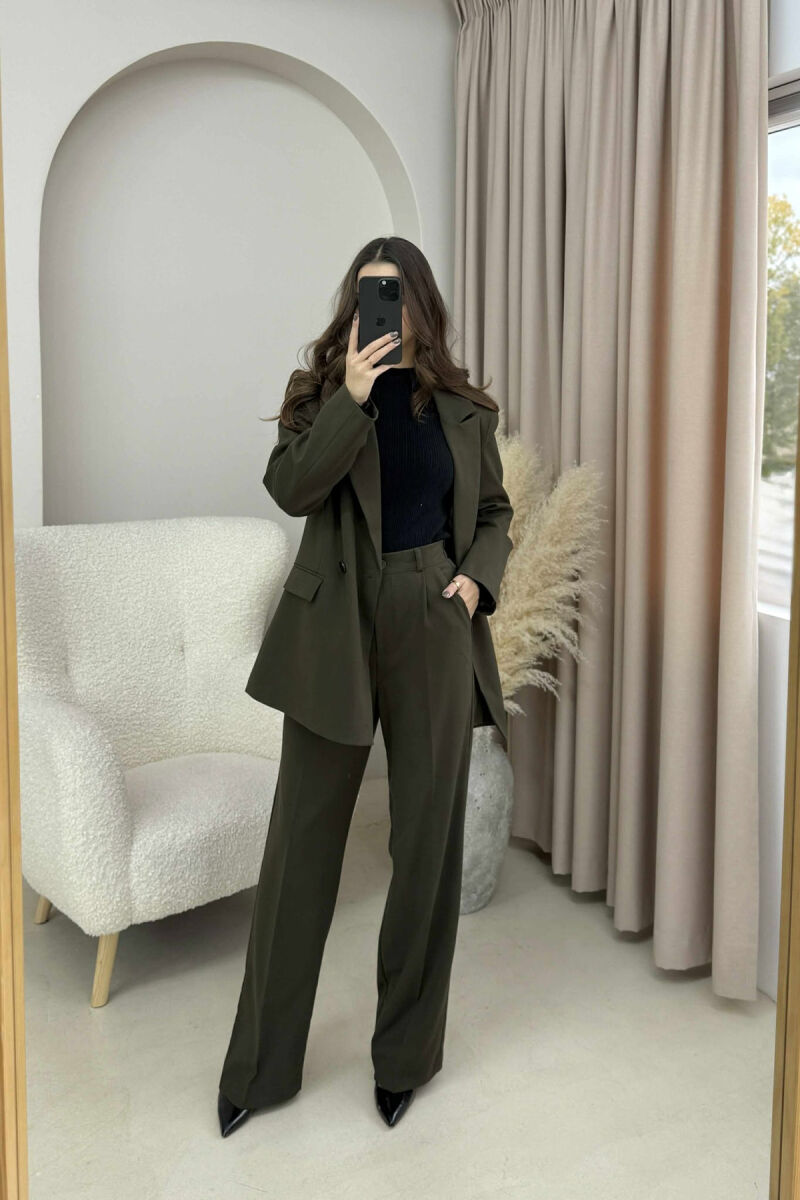 TWO BUTTONS JACKET+TROUSERS CLASSIC WOMEN SET DARK GREEN/JEE - 1