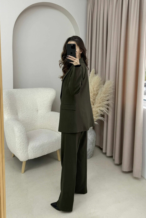 TWO BUTTONS JACKET+TROUSERS CLASSIC WOMEN SET DARK GREEN/JEE - 5