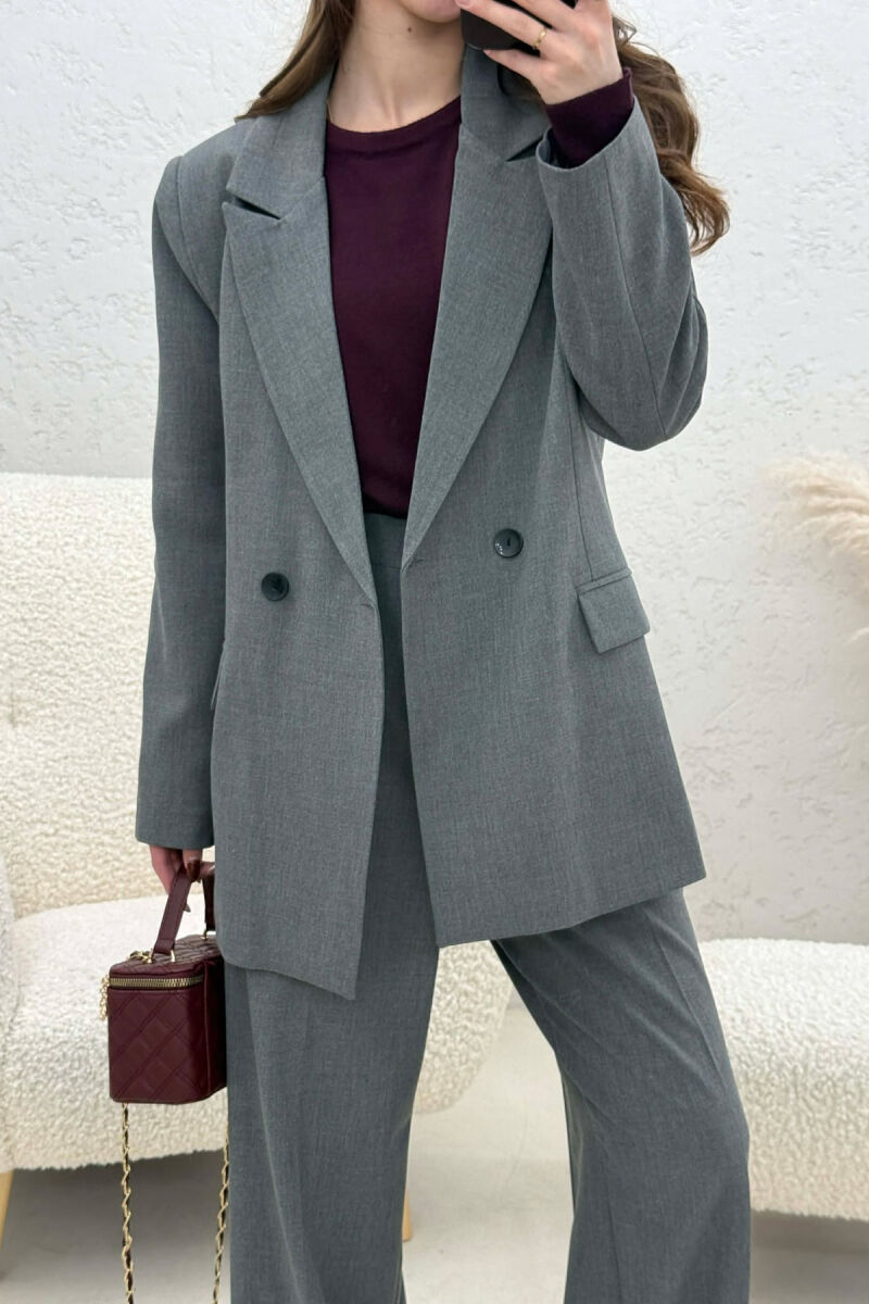 TWO BUTTONS JACKET+TROUSERS CLASSIC WOMEN SET DARK GREY/GEE - 4