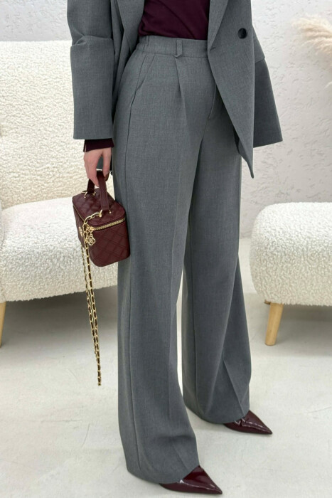 TWO BUTTONS JACKET+TROUSERS CLASSIC WOMEN SET DARK GREY/GEE - 6